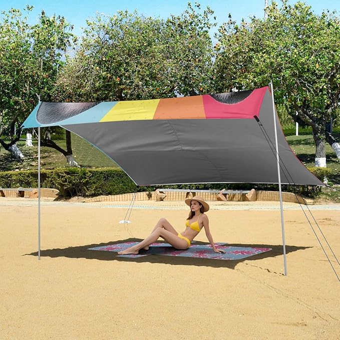 ALAZA Cool Cute French Bulldog Puppy Beach Tent Sun Shelter Portable Canopy Sunshade for Outdoor Camping Picnics Backyard Fun 10x9 ft