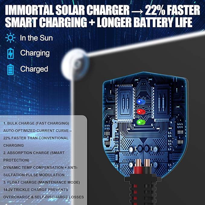 OYMSAE 30W 12V Solar Trickle Charger Maintainer Waterproof Portable Solar Panel Battery Charger Kit with Cigarette Lighter Plug &amp Alligator Clips for Car RV Truck Boat Motorcycle Marine