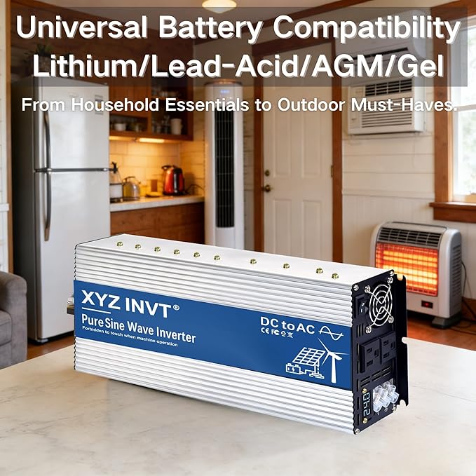 3500W Pure Sine Wave Inverter DC 12V to AC 110V 120V Power Inverter with Dual AC Outlets &amp Hardwire Terminal &amp LED Display for SolarHome Backup PowerOutdoor Over 90% Efficiency