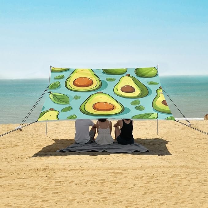 ALAZA Avocado on Blue Beach Tent Sun Shelter Portable Canopy Sunshade for Outdoor Camping Picnics Backyard Fun 10x9 ft