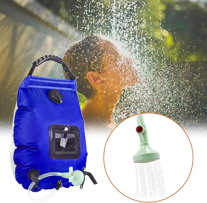 ALI2 Solar Shower Bag 5 Gal/20L Solar Heating Camping Shower Bag with Removable Hose&ampOn-Off Switchable Shower Head for Camping Traveling Hiking Beach Swimming