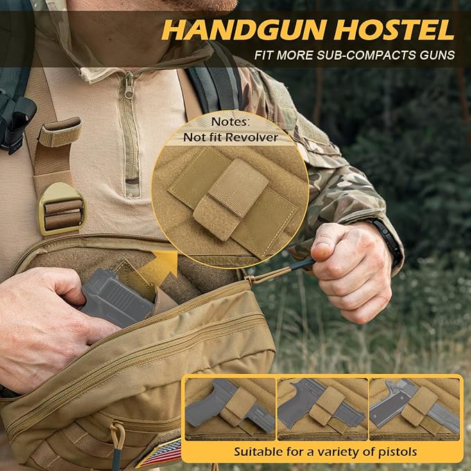 Tactical Chest Pack Bag Molle EDC Pouch Bag with CCW Compartment Adjustable Strap Workouts Fishing Hunting