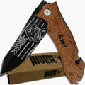 Personalized Pocket Knife for Men with Clip | Laser Engraved Patriotic Design Folding Utility Tactical Switchblade for Camping Hunting Rescue | Custom Birthday Gift for Dad Husband Groomsmen Gifts