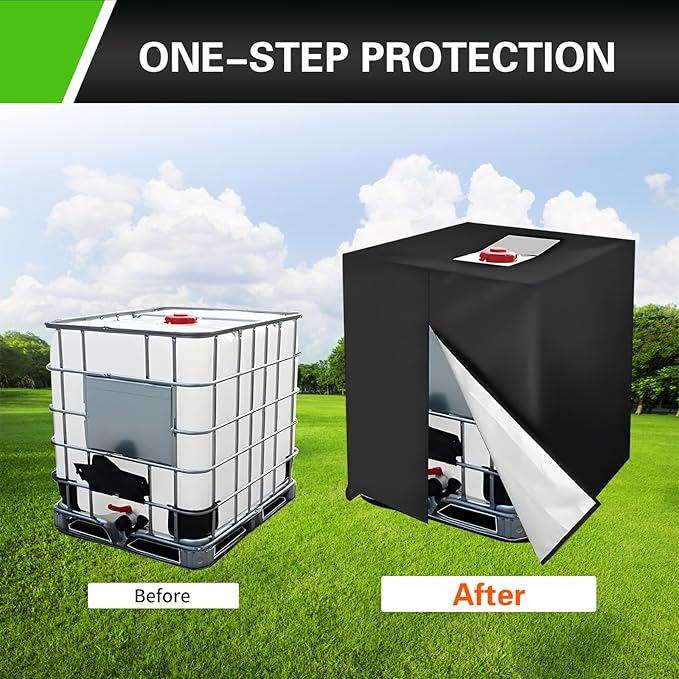 Waterproof IBC Tote Cover Compatible with 275 Gallon Tote Covers Oxford Cloth with Zipper IBC Water Tank Protective Covers