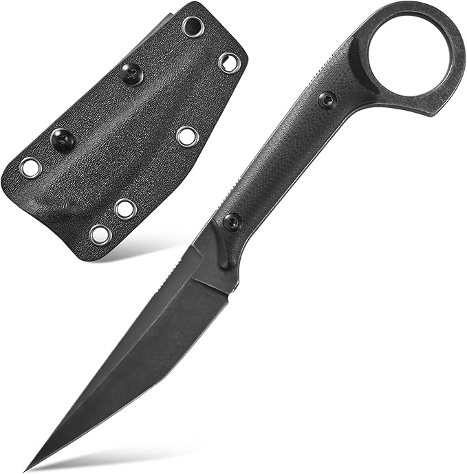 Gtkii GTK140 Fixed Blade Knife D2 Steel Blade G10 Handle EDC Tool Knife for Outdoor Camping Hiking Hunting(Black)