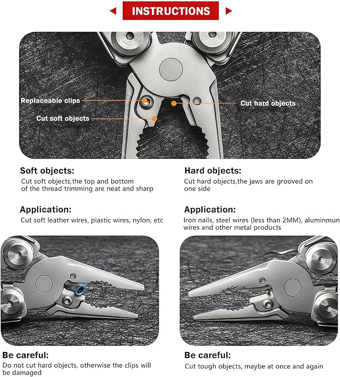 Multitool 17-in-1 Full-Size Lightweight EDC Multi-Purpose Pliers Nylon Bag Camping Knives &amp Tools Tactical Outdoor Gear Mens Gifts Ideas Gifts for Hunters Men who have Everything (Dark Bla