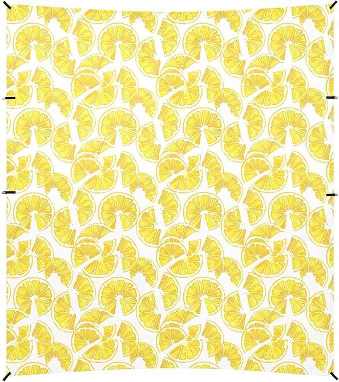 ALAZA Lemon Slices Beach Tent Sun Shelter UPF50+ Protection Beach Shade Canopy w/ 4 Sandbags for Outdoor Camping Fishing Backyard Fun Picnic 10x9 ft