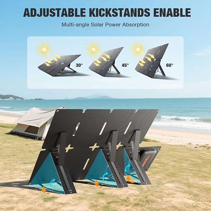 GRECELL 80W Foldable Solar Panel Portable Solar Charger with USB-A and USB-C QC3.0 (18W) IP67 Waterproof Outdoor Cell Phone Solar Charger for Power Banks Tablets Small Power Station