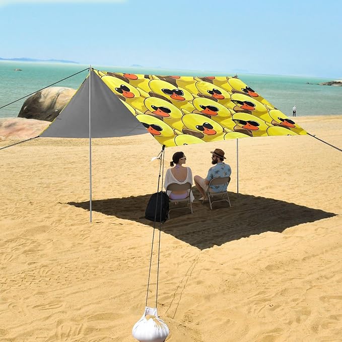 ALAZA Duck Sunglasses Art Beach Tent Sun Shelter Portable Canopy Sunshade for Outdoor Camping Picnics Backyard Fun 10x9 ft