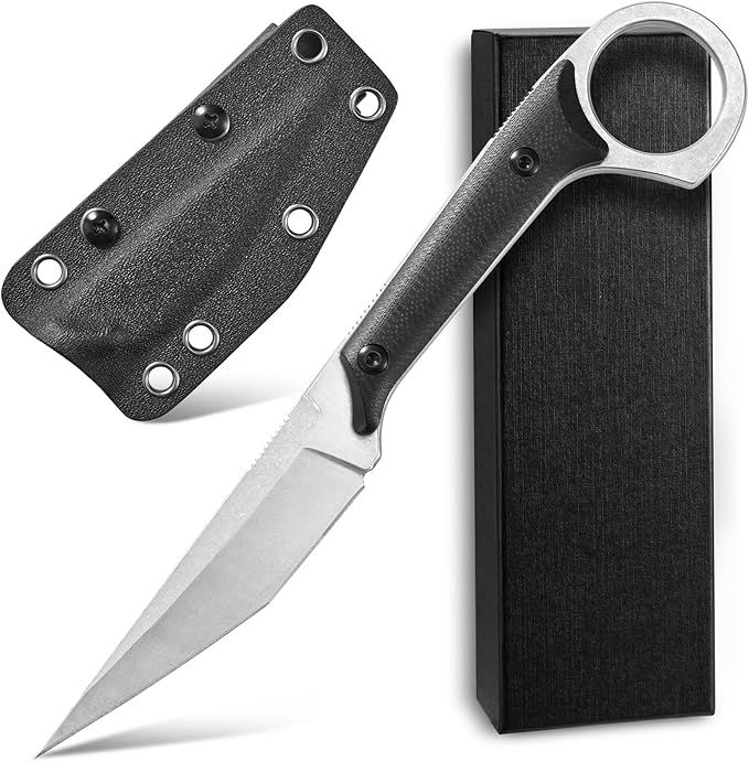 Ccanku C1140 Fixed Blade Knife D2 Blade G10 Handle Claw Knife for OutdoorEDC Tool Survival Hiking Camping(Silver)