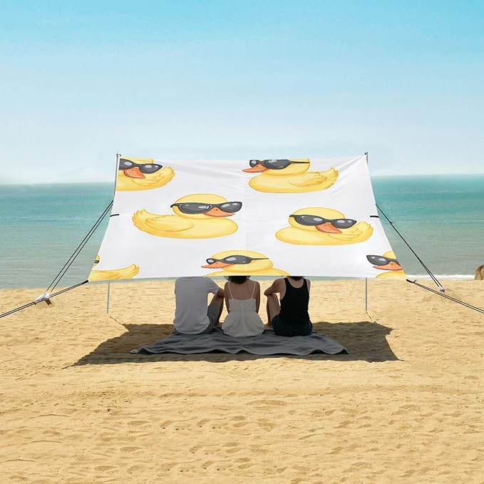 ALAZA Duck Sunglasses Pattern Beach Tent Sun Shelter Portable Canopy Sunshade for Outdoor Camping Picnics Backyard Fun 10x9 ft