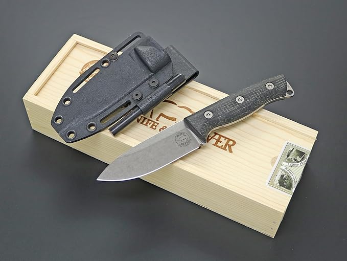 White River Ursus Cub Black Burlap Micarta Handle