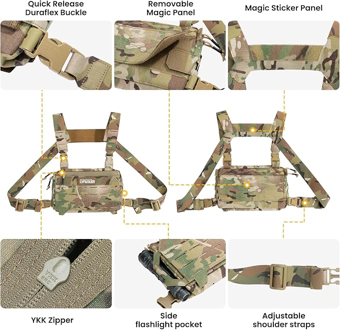 EXCELLENT ELITE SPANKER Tactical Chest Rig Pack EDC Chest Bag Molle Utility Chest Pouch for Outdoor Hunting Workouts Hiking