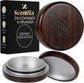 Luxury Real Teak Wood &amp Metal Pouch Container - Premium Pouch Can &amp Holder - EDC Storage Tin - Gift for Men Husband Boyfriend - Odor &amp Moisture Proof - with Gift Box &amp Velvet Bag
