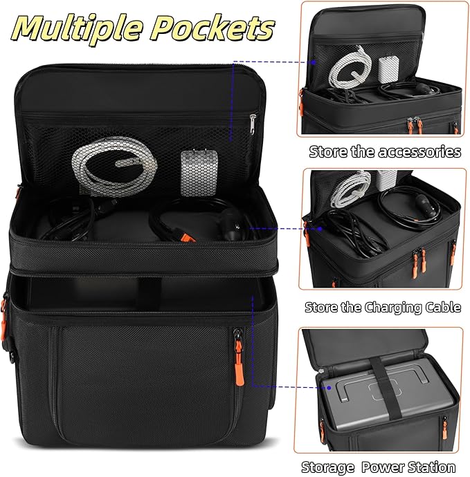 Storage Carrying Case Compatible with BLUETTI EB3A/AC2A/AC2P/Elite 30 V2 - Travel Padded Bag with Multi-Pockets Shoulder Strap &amp Handle for BLUETTI Portable Power Station Accessories (Bag Only)