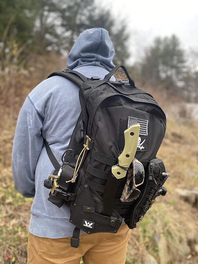 WEYLAND Survival Hatchet &amp Camping Axe with MOLLE Sheath - Small Bushcraft Camping Axes &amp Hatchets for Splitting &amp Chopping Wood Kindling Splitter for Fire Wood Camp Hand Tool