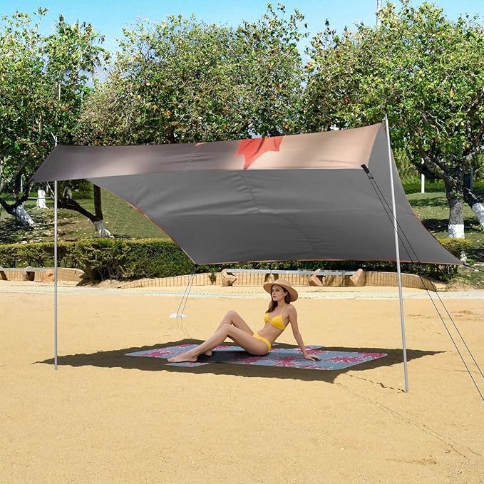 ALAZA Pug Puppy Dog Maple Leaves Beach Tent Sun Shelter Portable Canopy Sunshade for Outdoor Camping Picnics Backyard Fun 10x9 ft