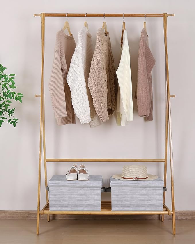 WUIKE Storage Bins with Lids Collapsible Stackable Storage Bins with Handles Clothing Storage Containers for Closet Fabric Shelf Baskets Large Light Gray/Slub Gray 3-Pack