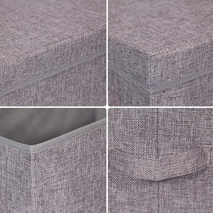 TENABORT 4 Pack Large Foldable Storage Box with Lids Fabric Storage Cube Organizer Cloth Containers Bins Baskets for Closet Clothes Clothing Bed Room