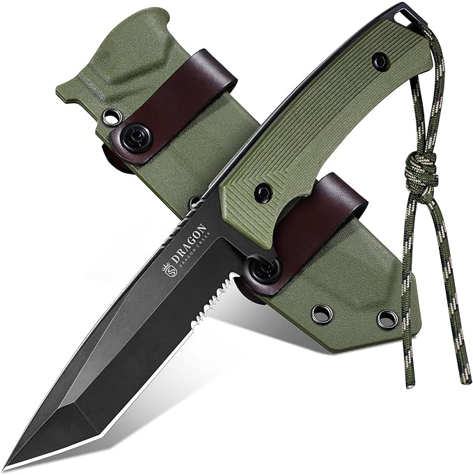 Dragon Creek Fixed Blade Knife - Full Tang Green
