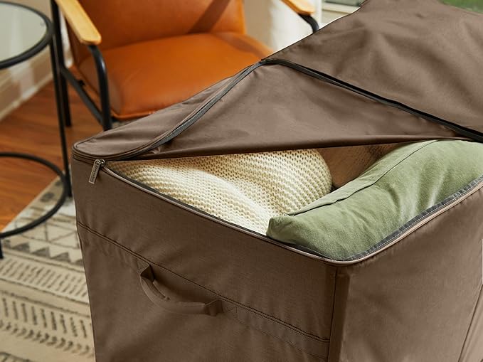 Covermates Keepsakes Rolling Structured Storage Bag Heavy Duty 600D Polyester Wheels for Easy Transport ID Window Dual Zipper Closure Closet Garage Storage Brown Heather