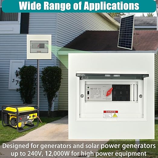 Automatic Transfer Switch 50 Amp 3 Pole Auto Transfer Switch for Home Generator 120/240-Volt 12000W Stronger Stability for Outdoor and Indoor with Ground General 60HZ