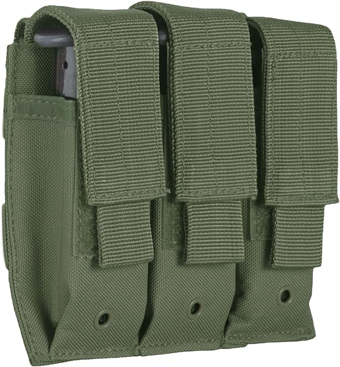 FOX OUTDOOR PRODUCTS Triple Pistol Mag Fully Modular Compatible 5.5 x 6 Pouch w/ Elasticized Sides &amp Adjustable Flaps - Holds 3 Pistol Magazines