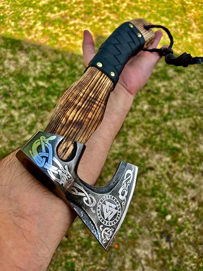 AX-7006 Custom Handmade 15.00 Inches High Carbon Steel Viking Axe - Gorgeous and Solid Ash Wood Handle