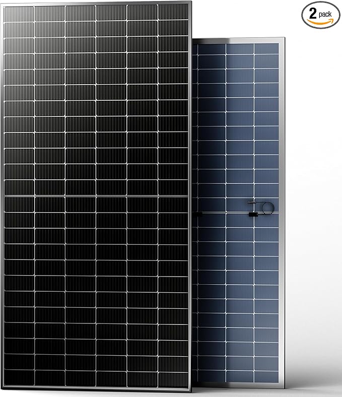 JJN 550 Watt Bifacial Solar Panels 2PCS12/24/48 Volt 1100 Watt Solar PanelMonocrystalline for Homes Rooftop Farm RV and Off-Grid Applications