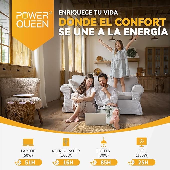 Power Queen 12V 200Ah Batería de LitioRecargable LiFePO4 con 100A BMS Grado EV Células2560Wh Energías4000+ Ciclos Profundos para Autocaravana Fuera de la Red Barco Caravana Energía Solar