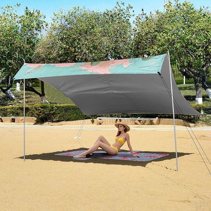 ALAZA Watercolor Cactuses Beach Tent Sun Shelter Portable Canopy Sunshade for Outdoor Camping Picnics Backyard Fun 10x9 ft