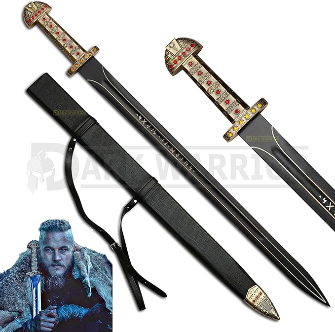 [DARK WARRIOR] Viking Sword of Ragnar Lothbrok - Vikings Sword of Kings The Ragnar Sword Ironside Sword - Medieval Sword of Viking The Symbol of Kingship-Sword for Gift &amp Role Play Ragnar lothbrok