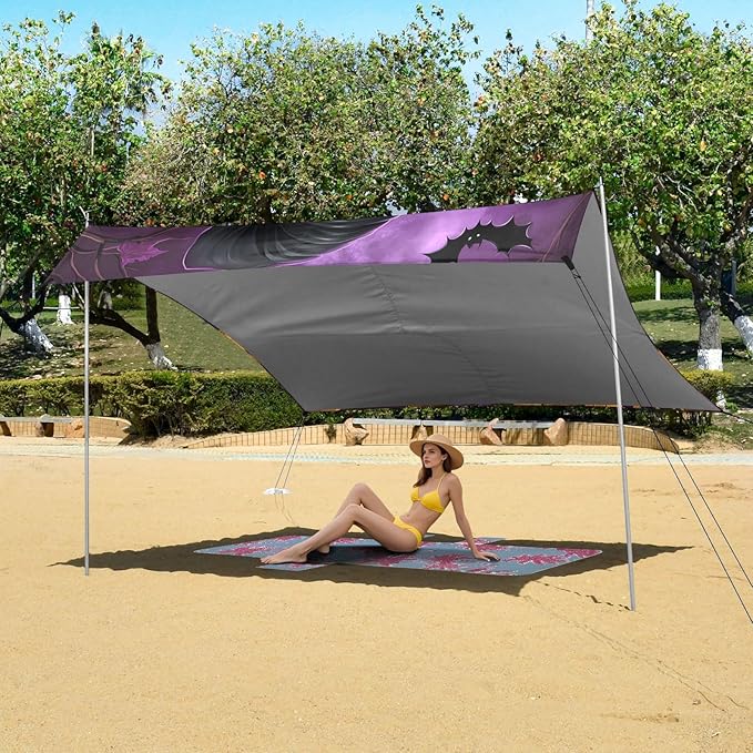 ALAZA Highland Cow Pumpkin Beach Tent Sun Shelter Portable Canopy Sunshade for Outdoor Camping Picnics Backyard Fun 10x9 ft