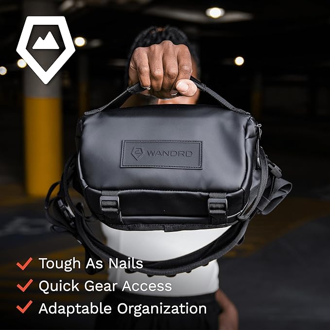 WANDRD ROGUE V1 3L Sling: Compact Camera Sling and Crossbody Bag with Fast Access 3-Way Carry– Lightweight Everyday Bag Great for Travel Photography and Daily Use (Black)