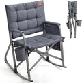 EVER ADVANCED Lightweight Folding Rocking Camping Chair Padded Portable Rocker Chair for Patio Lawn and Outdoors Heavy Duty Hard Armchair for Adults Grey