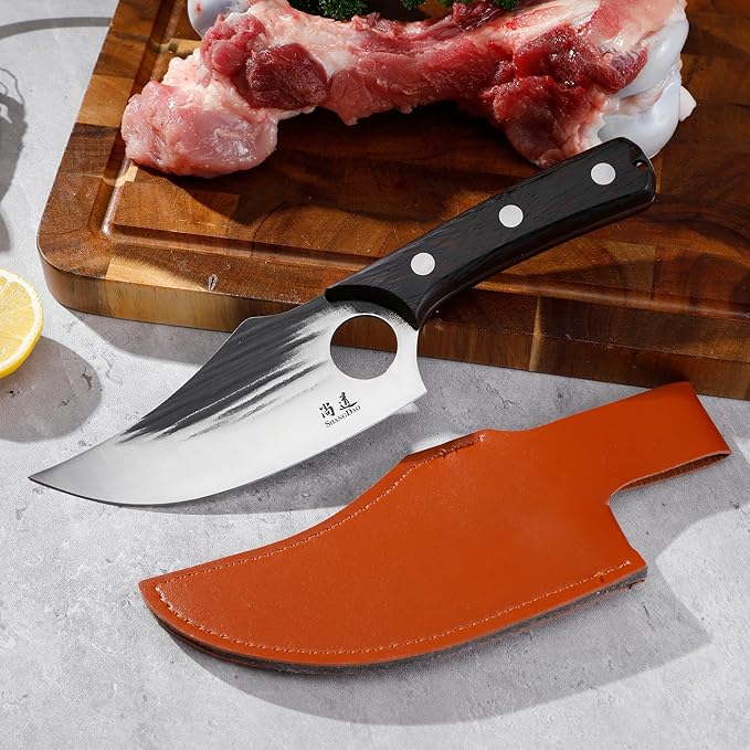 SHANGDAO Boning Knives 6 ″ Viking Boning Knife for Meat Cutting High-carbon steel Chopper Knife Forged Blade &amp Wood Handle Hand Forged Full Tang Knife