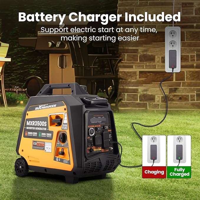 MaXpeedingrods 3500 Watt Dual Fuel Inverter Generator Remote/Electric Start Gas and Propane Powered for Home Backup Power Outdoor Camping RV Ready EPA Compliant Digital Display
