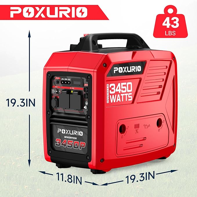 3450-Watt Portable Inverter Generator for Camping &amp RV 1.6 Gallon Gas Tank for 8.3 Hours Use 120V Gas Powered Generator Ultra-Quiet Operation EPA Compliant