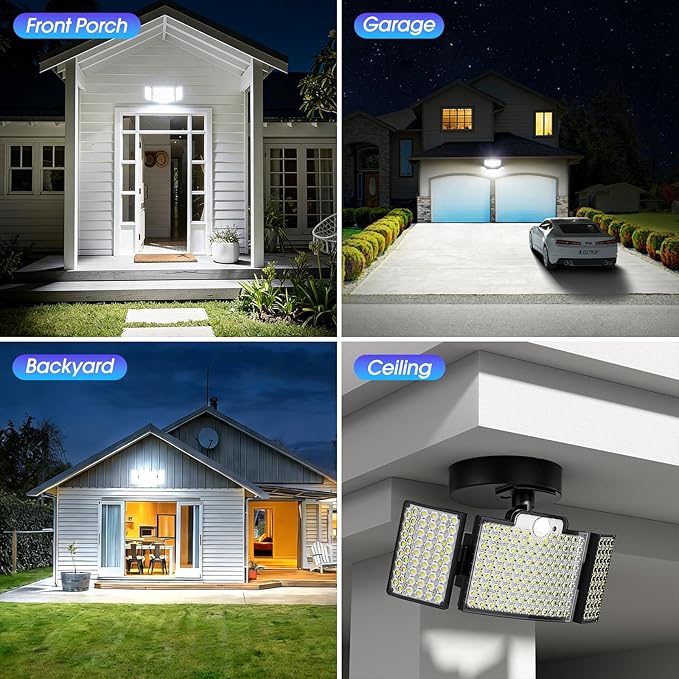 Motion Sensor Outdoor Light Hardwired 45W 7500LM Security Flood Lights Motion Detector Dusk to Dawn Light IP65 Waterproof 220 LEDs Floodlight with Remote Control for Garage Yard Porch
