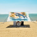 ALAZA Dolphins Palm Beach Tent Sun Shelter UPF50+ Protection Beach Shade Canopy w/ 4 Sandbags for Outdoor Camping Fishing Backyard Fun Picnic 10x9 ft