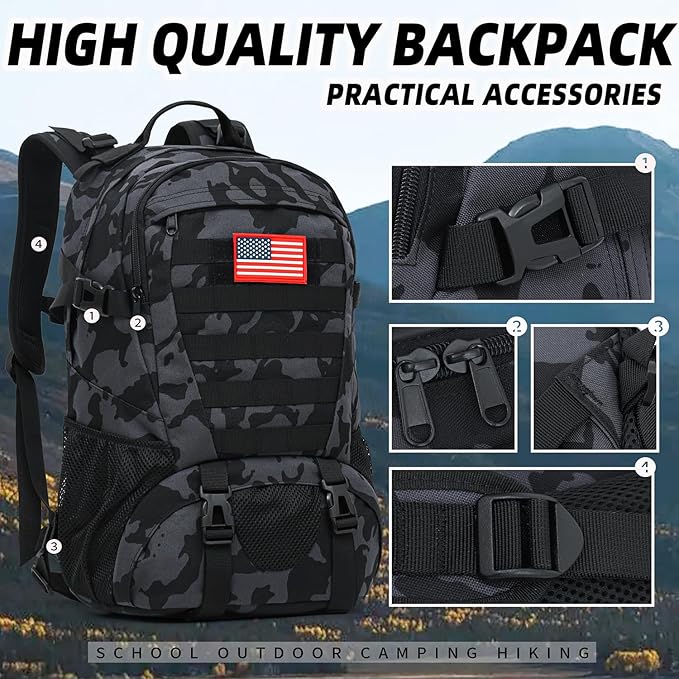 Camo Backpack for boys Teen Boys Backpacks for School Camo Bookbag for kidSmall Tactica Backpack for outdoor 30L