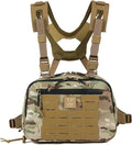 Tactical Chest Rig Bag 3L Utility Hypalon Molle Chest Rig With Map Pocket 500D Cordura Chest Bag for Hunting Workouts (Multicam)