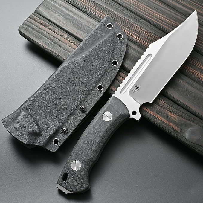 Sitivien ST20 Fixed Blade Knife 8MM Thick N690 Stainless Steel Blade Full Tang G10 Handle EDC Fixed Knifes for Outdoor Working Camping Bushcraft(Silver)