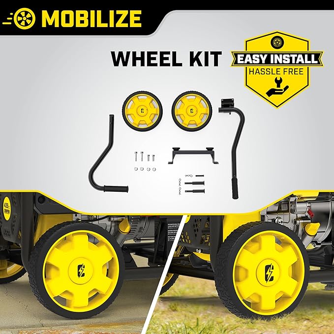 Champion Power Equipment 40065 Wheel Kit with Folding Handle and Never Flat Tires for 2800-4750-Watt Generators Black