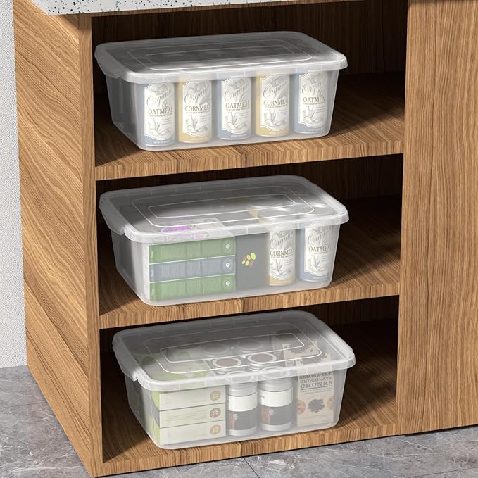 16 Quart Clear Plastic Storage Box Plastic Storage Latching Bin With Lid 6 Packs