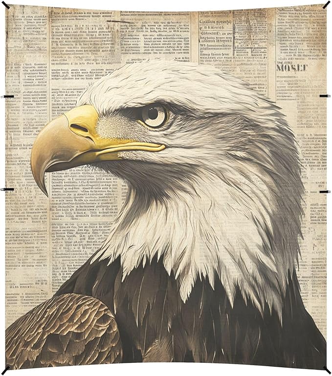 ALAZA Bald Eagles Vintage Newspaper Beach Tent Sun Shelter Portable Canopy Sunshade for Outdoor Camping Picnics Backyard Fun 10x9 ft