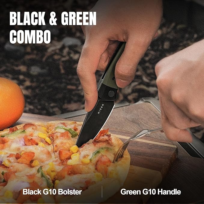 Kizer Mini Momo EDC Pocket Knife 3.2” D2 Blade Pocket Folding Knife with G10 Handle Front Flipper EDC knife with Pocket Clip for Men Women Camping Hunting Survival Knives V3663M2