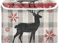 Grey Checkered Christmas Deer Storage Box with Lid 1 PC Foldable Storage Bin with Lids Stackable Storage Bins Cube Closet Organizer Basket with Flip-Top Lid &amp Handles for Shoes Books Towels