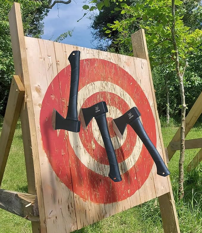 Throwing Axes and Tomahawks 11.2 - inch Camping Hatchet Carbon Steel &amp Fiberglass Handle with Anti-Slip &amp Shock Reduction for Axe Throwing Camping Kindling (3 Pack)