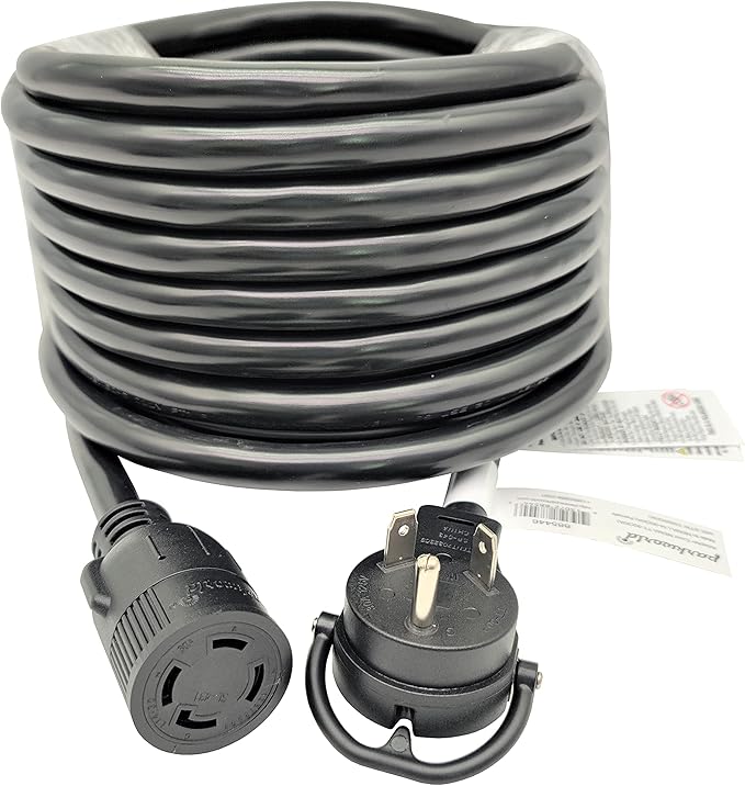 Parkworld 885446 NEMA TT-30P to L14-30R Adapter Cord RV 30A TT-30 Male Plug with Handle to Generator 30A 4-Prong L14-30 Female Receptacle (50 Foot)